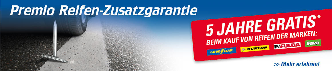 Premio Reifen-Zusatzgarantie - 5 Jahre gratis!